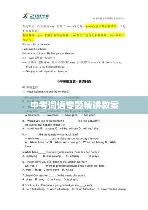 中考词语专题精讲教案