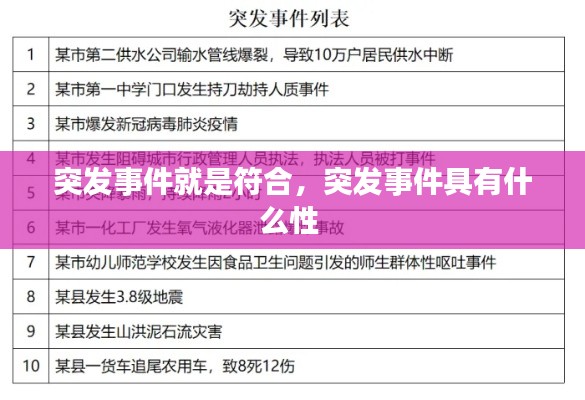 突发事件就是符合,突发事件具有什么性